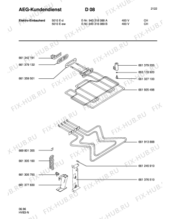 Взрыв-схема плиты (духовки) Aeg 5010E-D CH - Схема узла Section3